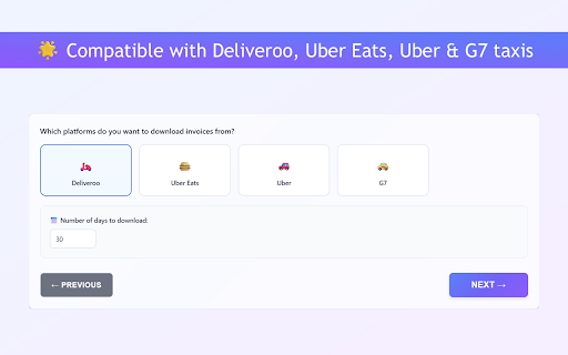 Expensator Lite :: Download invoices from Uber, Uber Eats, Deliveroo and G7