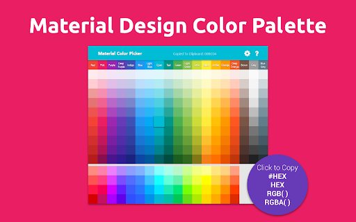 Material Design Color Palette - Click to Copy :: Click to copy Material Design color palette. Copy in #HEX HEX RGB( ) RGBA( ).