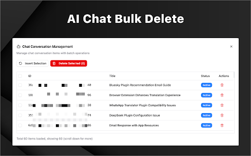 Grok Bulk Delete - ChatGPT Bulk Delete :: Easily bulk delete AI chat conversations across ChatGPT, Grok, and more.