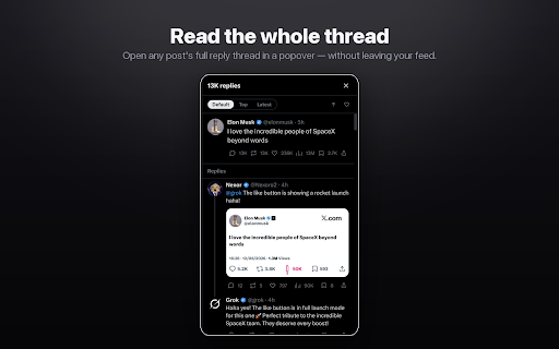 SkimFast — X & Twitter Thread Reader :: Open any X (Twitter) post's full reply thread in a popover — read it in your feed. No new tab, no clicking back and forth.