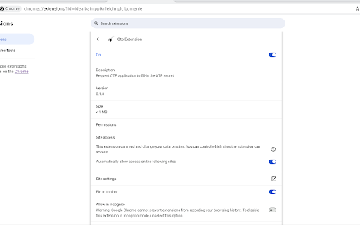 Otp Extension :: Request OTP application to fill-in the OTP secret.