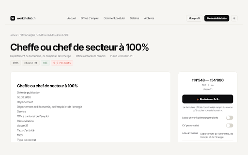 Work@État — remplissage du formulaire ge.ch :: Remplit pour vous le formulaire de candidature ge.ch. Vous validez et envoyez. Service indépendant, non affilié à l'État de Genève.
