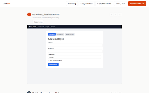 Clickdoc - step-by-step guides, on-device :: Record your clicks and get a step-by-step guide with screenshots. Your guides never leave your computer.