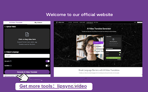 AI Video Translate Generator - LipSync :: Translate your videos with accurate lip sync and natural voice dubbing in multiple languages.