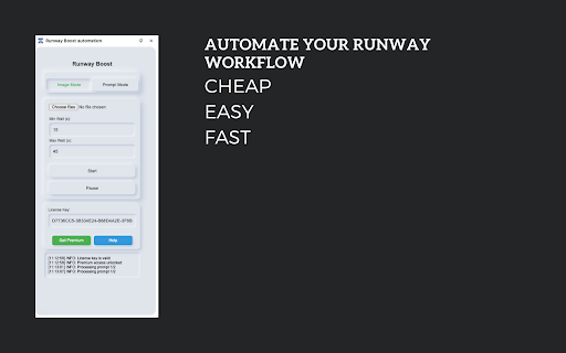 Runway Boost automation :: Upload images, add prompts, and process automation, working only when opened