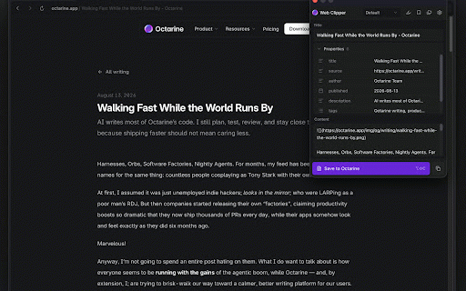 Octarine Web Clipper :: Capture web pages and selections as local Markdown notes in Octarine