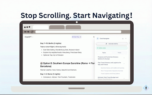 Chat Navigator :: Summarize chat conversations into a navigable outline with notes and exports.