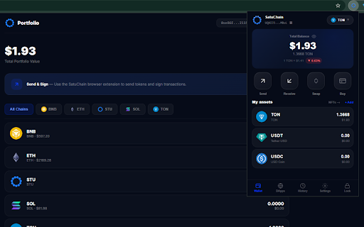 SatuChain Wallet :: Multi-chain crypto wallet — EVM, Solana, TON