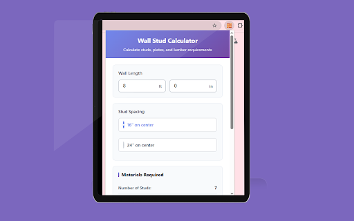Wall Stud Calculator :: Professional wall stud calculator for construction projects