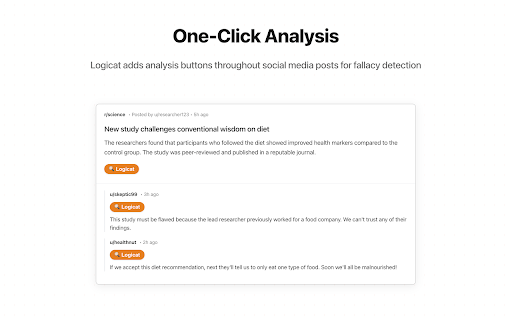Logicat: AI-powered logical fallacy detector :: Understand posts faster. Spot fallacies, hidden intentions, and get quick summaries on X and Reddit.