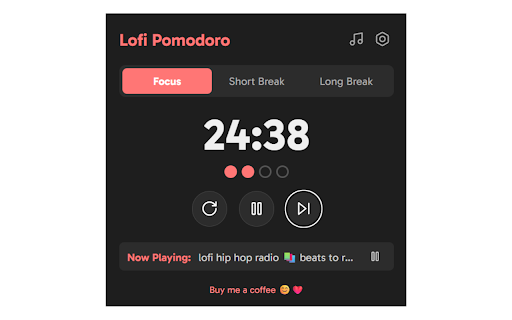 Lofi Pomodoro :: A simple pomodoro timer with lo-fi music streams.
