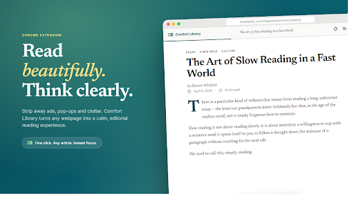Comfort Library :: Reading mode with highlights, notes, and a knowledge dashboard. Clean content, understand better, organize everything.