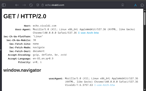 I use Arch, btw :: Embrace the meme! Share your love for Arch Linux with every website. Appends “I-use-Arch-btw“ to the browser User-Agent.