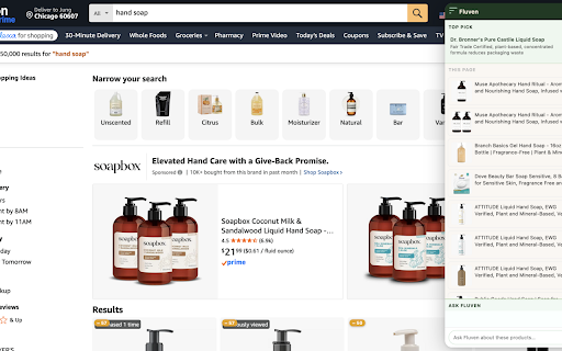 Fluven :: Sustainability intelligence for your shopping — scores Amazon products on carbon, waste, and ethics.