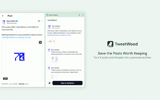 TweetWood - Save Tweets to Local :: Save tweet videos and images to local, save tweet threads as markdown files