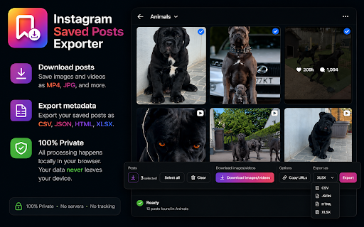 Saved Posts Exporter for IG :: Export and download your Instagram saved posts.
