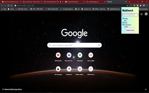 MultiSearch :: This extension will search the specified keyword on all major search engines