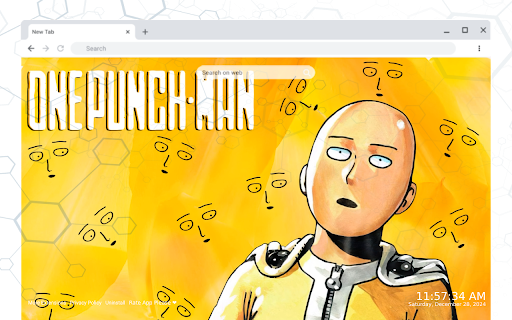 One Punch Man Live Wallpaper :: Unleash the power of One Punch Man on your Chrome browser with this stunning live wallpaper extension.