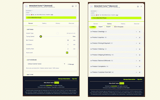 Meta BizAI Tester™ (Backend) :: Automated QA runner for Meta Business AI on Messenger. Types prompts, scores replies, and exports reports for analysis.