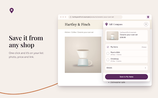Gift Compass :: Save gifts from any shop to Gift Compass.