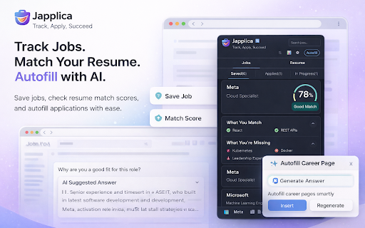 Japplica – AI Job Application Assistant :: Track jobs, check resume match scores, and autofill career pages with AI.