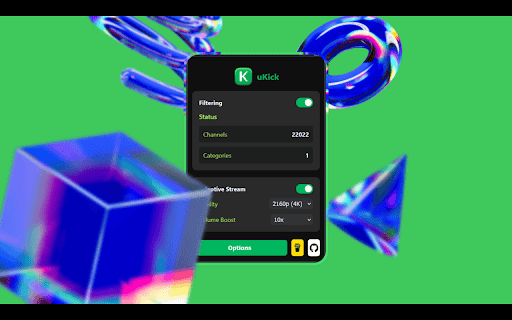 uKick — Block & Stream Tweaks for Kick :: All-in-one extension to block, boost, and tweak everything on Kick for a better streaming experience.