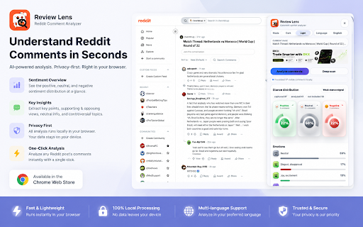 Review Lens Comment Analyzer :: Review Lens analyzes Reddit comments locally to summarize stance, sentiment, key viewpoints, and debate signals.