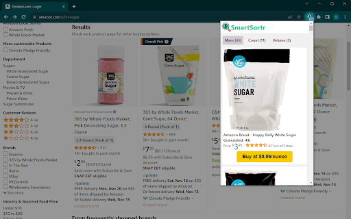 SmartSortr :: Sort Amazon products by $/unit value. Make comparison shopping faster and easier by finding the best value for your money!