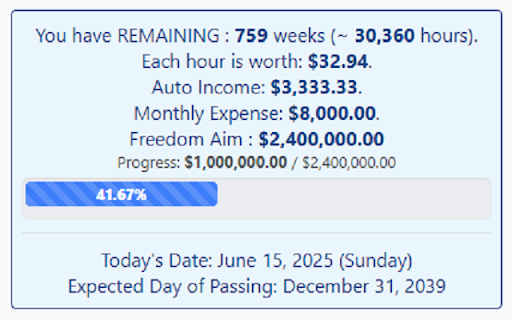 Life Expectancy Calculator :: Calculates the number of weeks remaining based on DOB and expected lifespan.