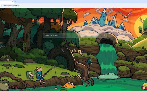 Fishing Adventure Time Live Wallpaper :: Finn, Jake, and BMO enjoy a relaxing day of fishing by a scenic waterfall in the Land of Ooo.