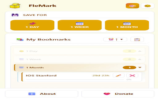 FleMark :: FleMark - helps manage temporary bookmarks with time limits, visual progress tracking, and automatic cleanup.