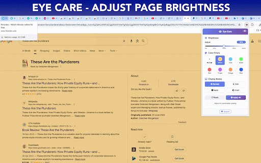 Eye Care - Adjust Page Brightness :: Adjust screen brightness and apply color filters for comfortable viewing