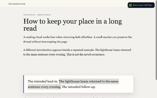 LeftOff :: Save where you left off reading and jump back to the same spot later.
