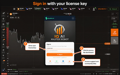 IQ AI Master Robot :: AI-powered trading analytics for binary options with real-time technical indicators and a sleek, intuitive interface.