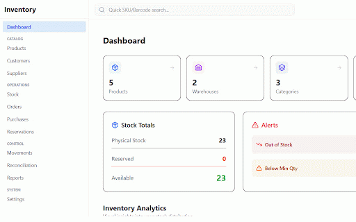 Inventory Management :: Inventory management system with stock, movements, and reservations. Works offline (local SQLite / OPFS).