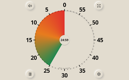 1-click timer :: One-click countdown timer: click the dial to start, watch the minutes left on the toolbar badge, and get notified when time is up.
