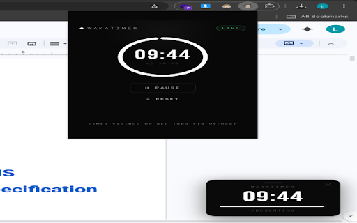 WakaTimer :: A presentation timer — visible on every tab, even when popup is closed