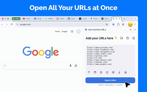 Open Multiple URLs :: Efficiently open multiple URLs at once with this bulk URL opener extension for Chrome. Launch all links in new tabs quickly.