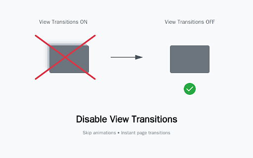 Disable View Transitions :: Turning off animations on navigation that uses View Transition API on websites by monkey-patching `document.startViewTransition`…