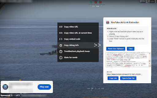 YouTube Ad Link Extractor :: Extract direct links to YouTube ads from debug data