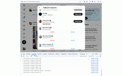 AutoApprove - X Followers :: Safely auto-approve X follower requests. Features human-like pacing, auto-scroll, and auto-refresh. Contact: @hroh_ on IG.