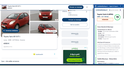 CarReliabilityReport — Expert AI Agent Auto :: Instantly analyze the reliability of a used car listing with AI. LeBonCoin, AutoScout24, mobile.de, AutoTrader and more.