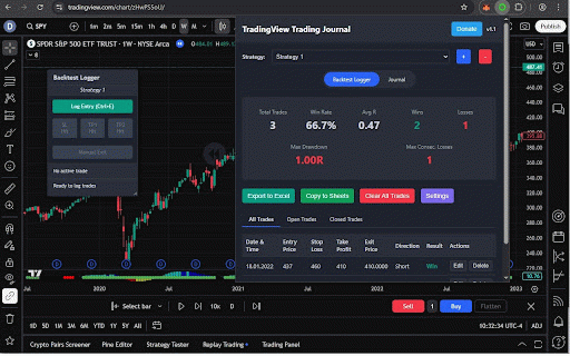 Trading and Backtesting Assistant :: Log and track your TradingView backtests with automatic CSV export and candle timer