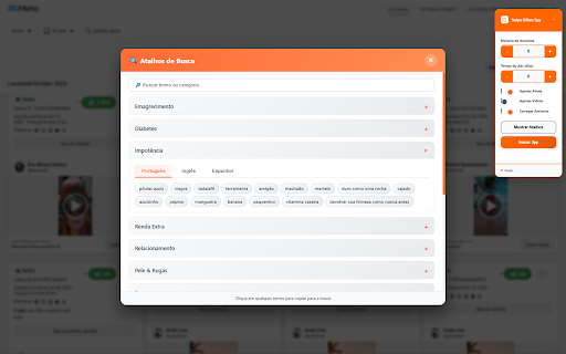 Swipe Offers Spy - Facebook Ads Analyzer :: Extensão para análise da biblioteca de anúncios do Facebook com transcrição de vídeos