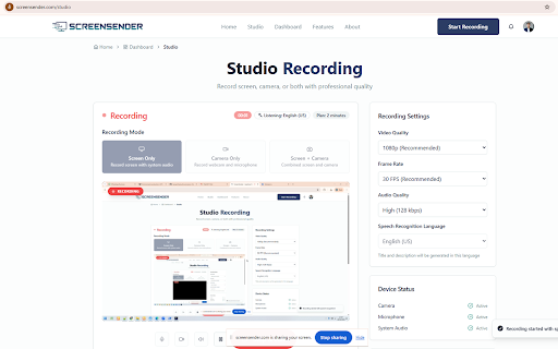 ScreenSender :: Record your screen and share a link instantly