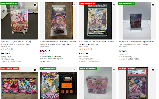 eBay Pokemon Deal Highlighter :: Highlights over- and under-market Pokémon cards on eBay.