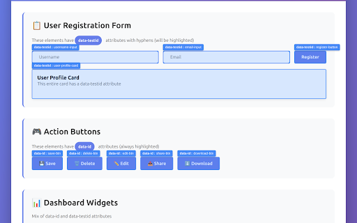 DOM Element Highlighter :: Visually identify and interact with testable DOM elements on web pages