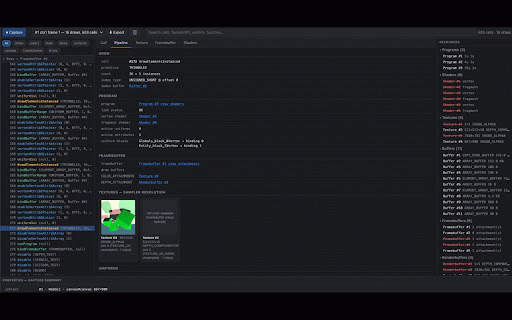 WebGL Trace :: Capture WebGL frames, inspect draw calls, shaders, textures, and GPU state in Chrome DevTools.