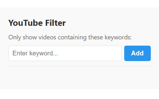 YouTube Feed Filter :: Filters YouTube feed to only show videos matching specific keywords.