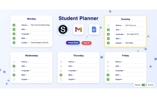 Meadowbrook Student Planner :: Custom Google Chrome Homepage With Planner & Redesigned Interface